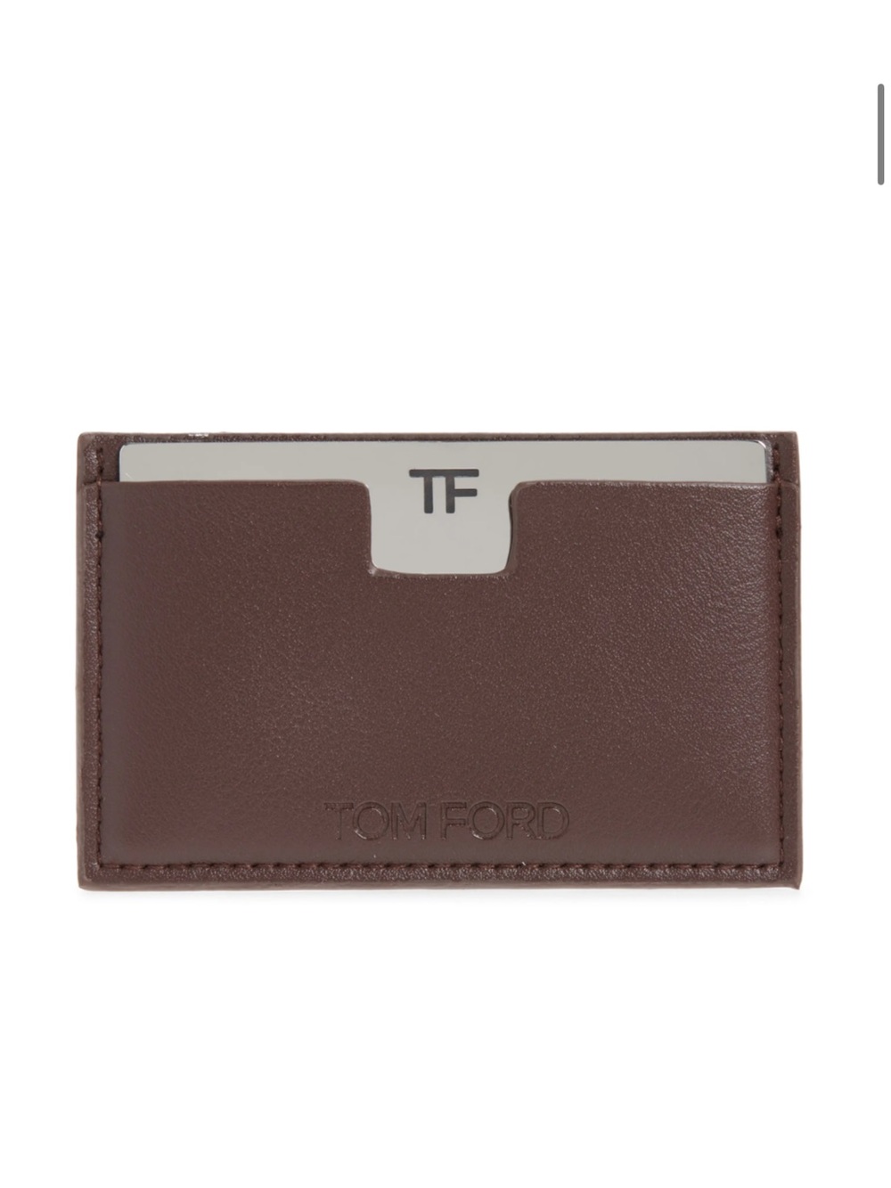 Tom Ford Brown Leather Card Holder with mirror